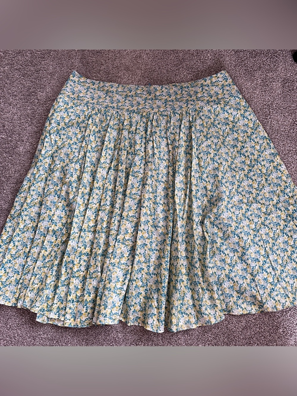 Talbots Blue & Yellow Floral Garden Flare Skirt Size 18 Fairy Cottagecore Y2K